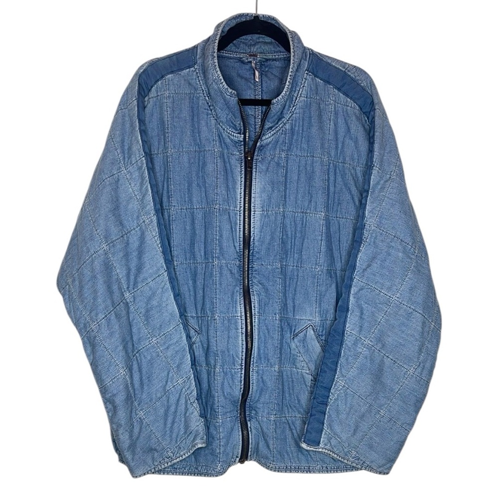 Free People Dolman Quilted Knit Jacket, Cali Indigo xL - Picture 5 of 13